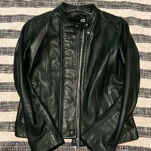 Mango hunter green leather jacket